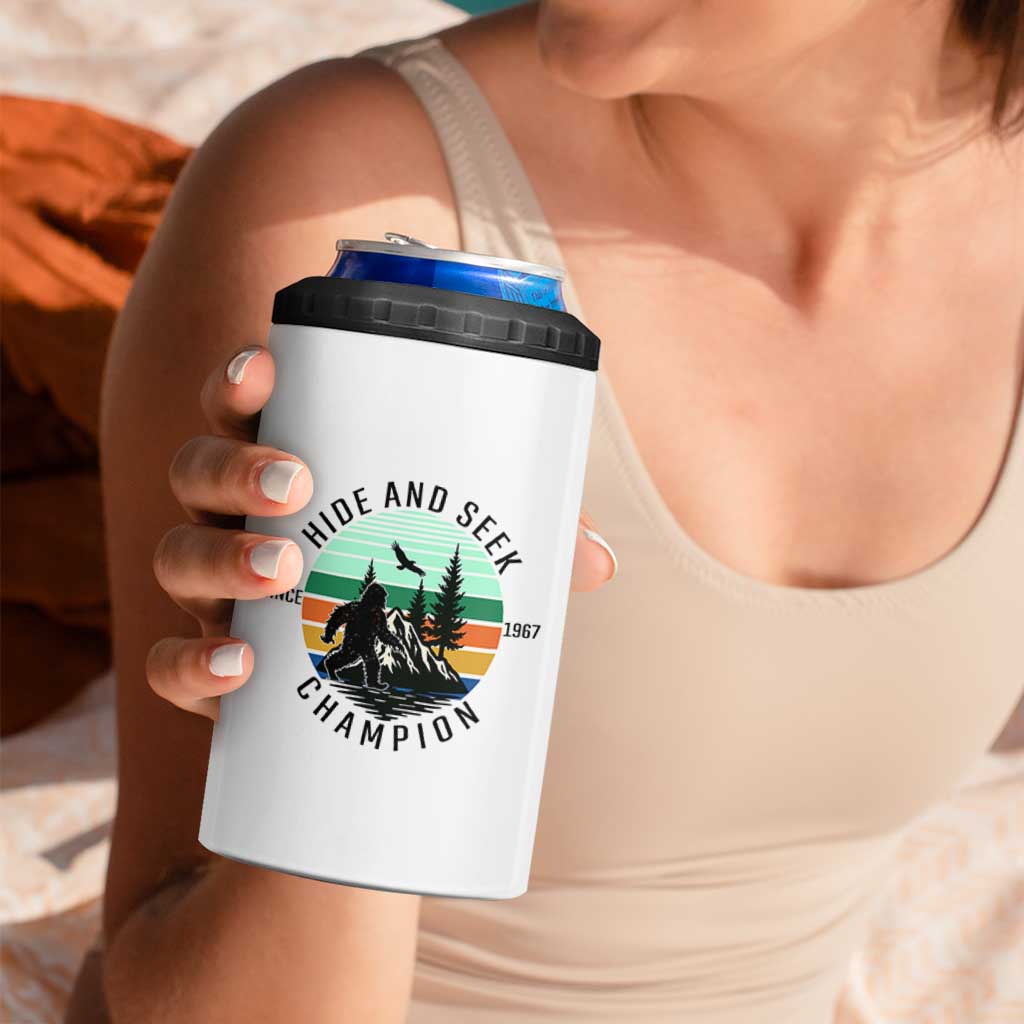 Hide And Seek Champion 4 in 1 Can Cooler Tumbler Bigfoot Lover Gift