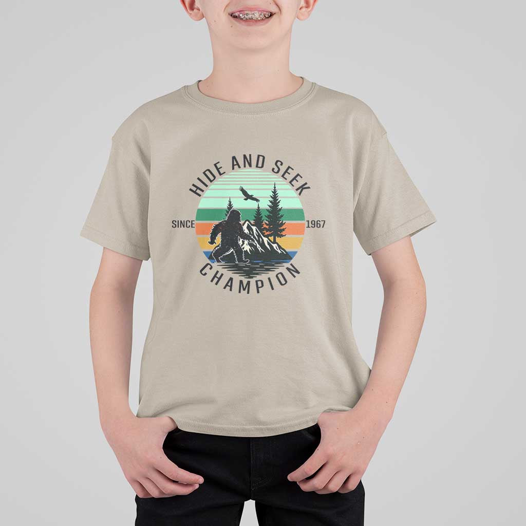 Hide And Seek Champion T Shirt For Kid Bigfoot Lover Gift - Wonder Print Shop