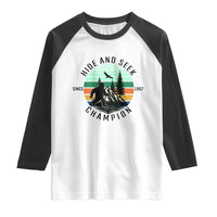 Hide And Seek Champion Raglan Shirt Bigfoot Lover Gift - Wonder Print Shop