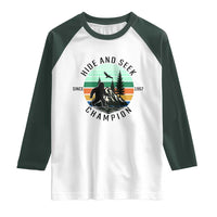 Hide And Seek Champion Raglan Shirt Bigfoot Lover Gift - Wonder Print Shop