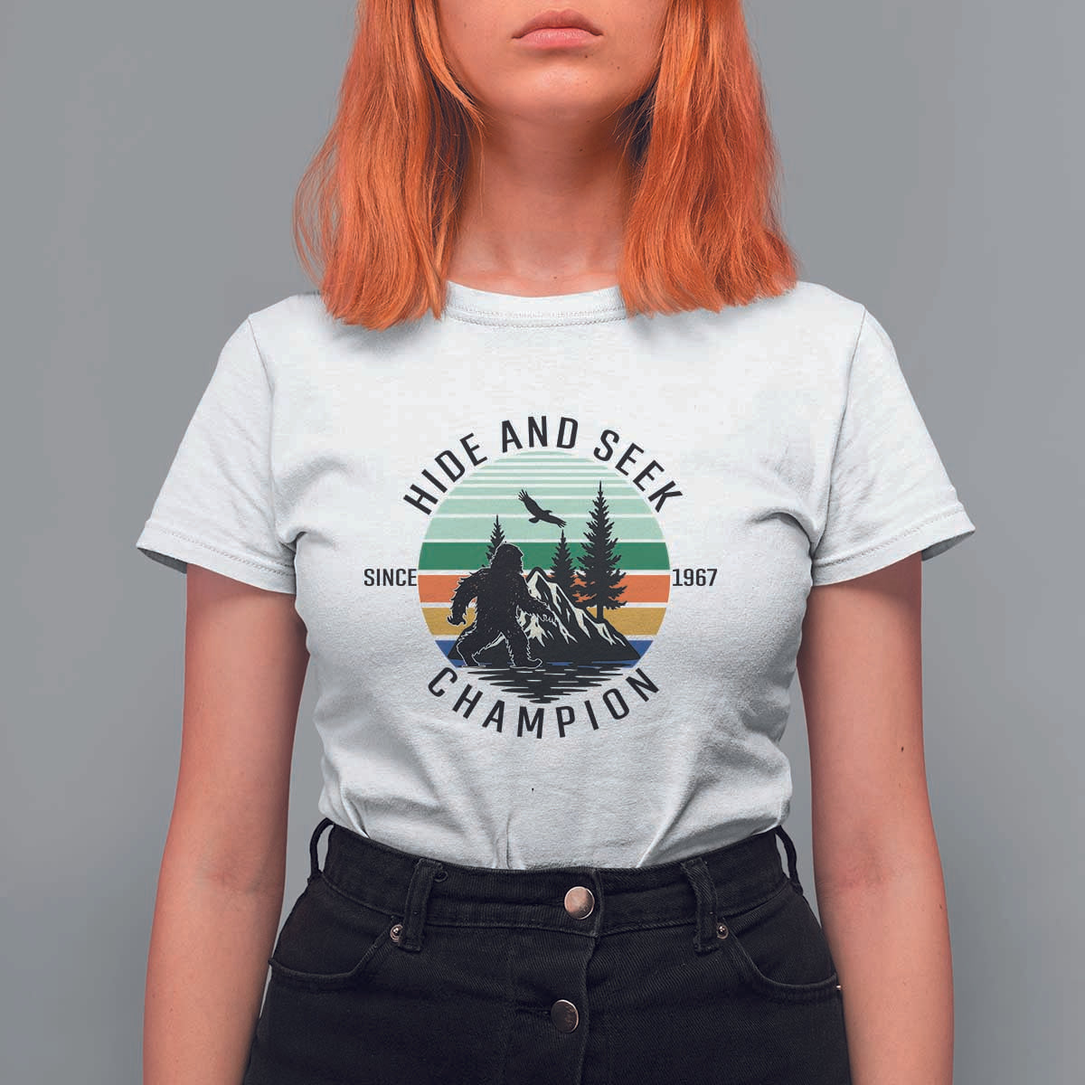 Hide And Seek Champion T Shirt For Women Bigfoot Lover Gift - Wonder Print Shop