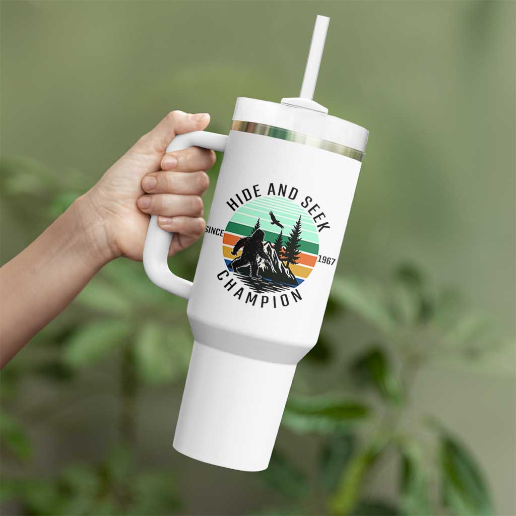 Hide And Seek Champion Tumbler With Handle Bigfoot Lover Gift