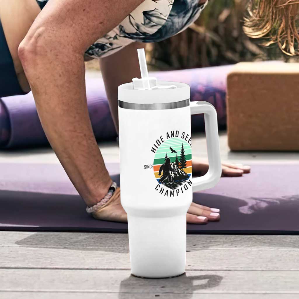 Hide And Seek Champion Tumbler With Handle Bigfoot Lover Gift