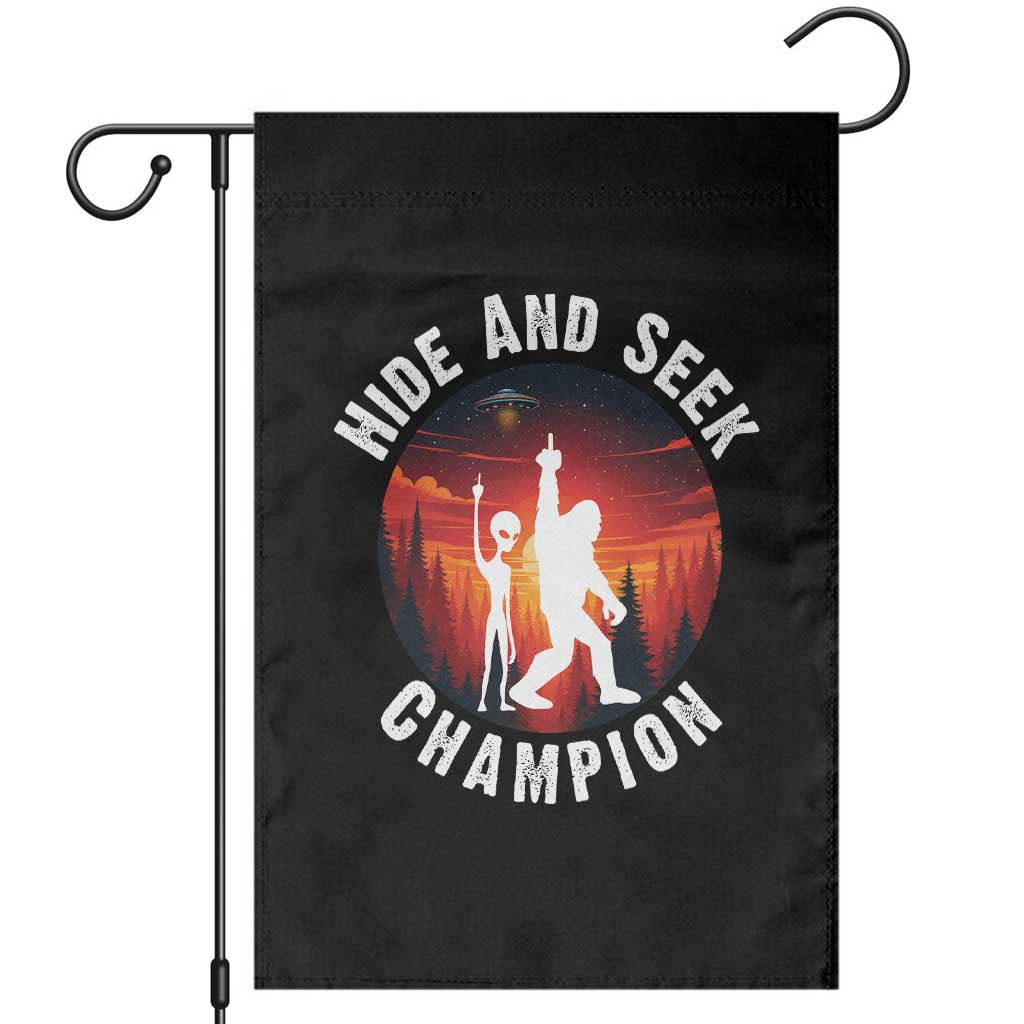Hide And Seek Champion Garden Flag Funny Bigfoot And Alien Lover Gift - Wonder Print Shop