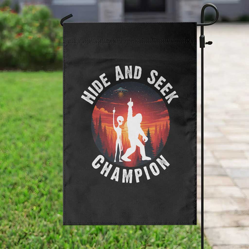Hide And Seek Champion Garden Flag Funny Bigfoot And Alien Lover Gift - Wonder Print Shop