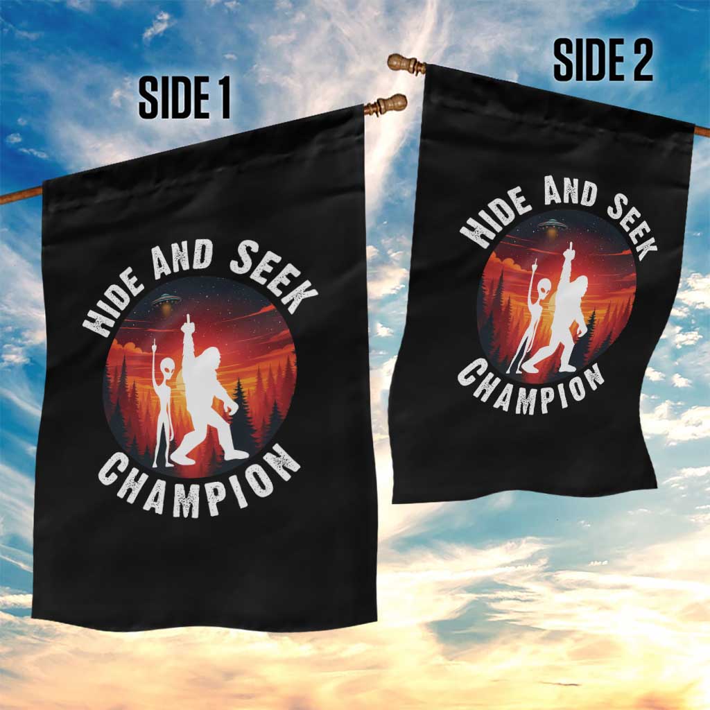 Hide And Seek Champion Garden Flag Funny Bigfoot And Alien Lover Gift - Wonder Print Shop