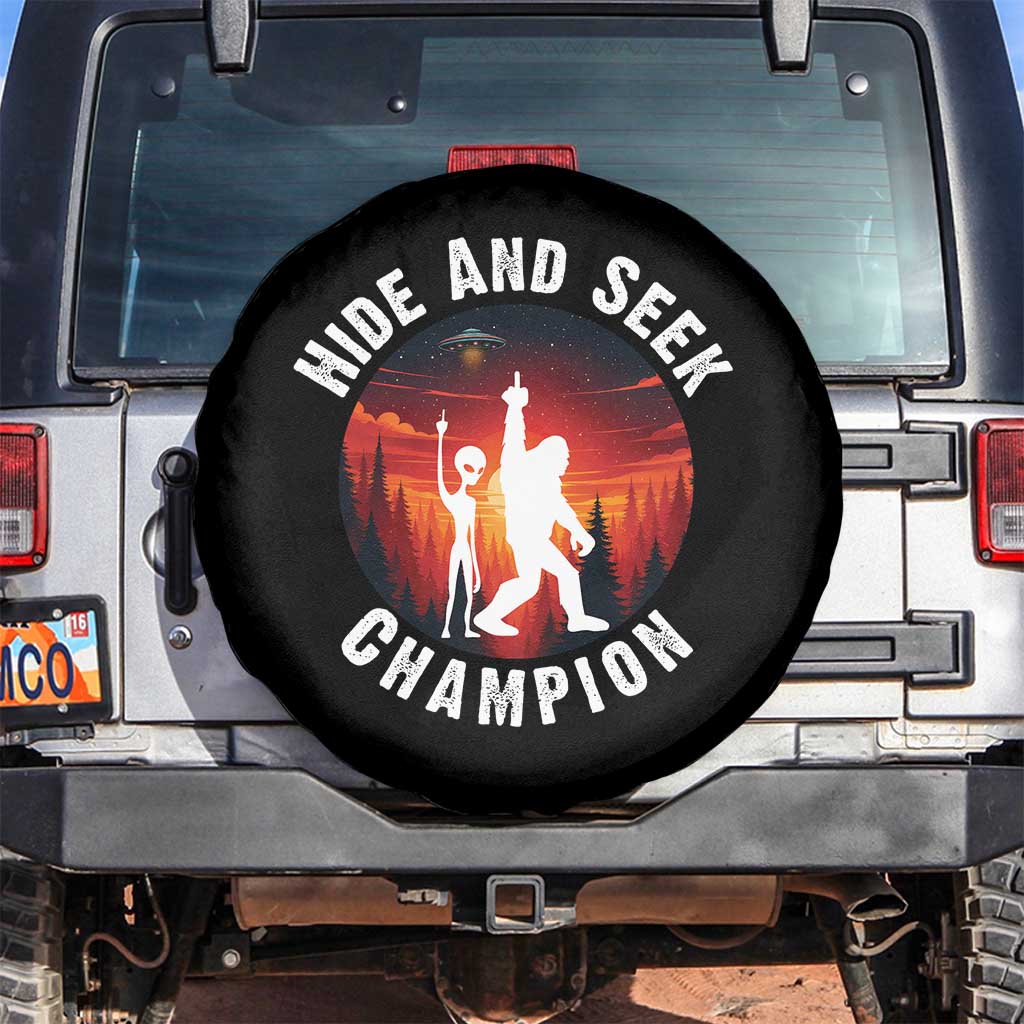 Hide And Seek Champion Spare Tire Cover Funny Bigfoot And Alien Lover Gift - Wonder Print Shop