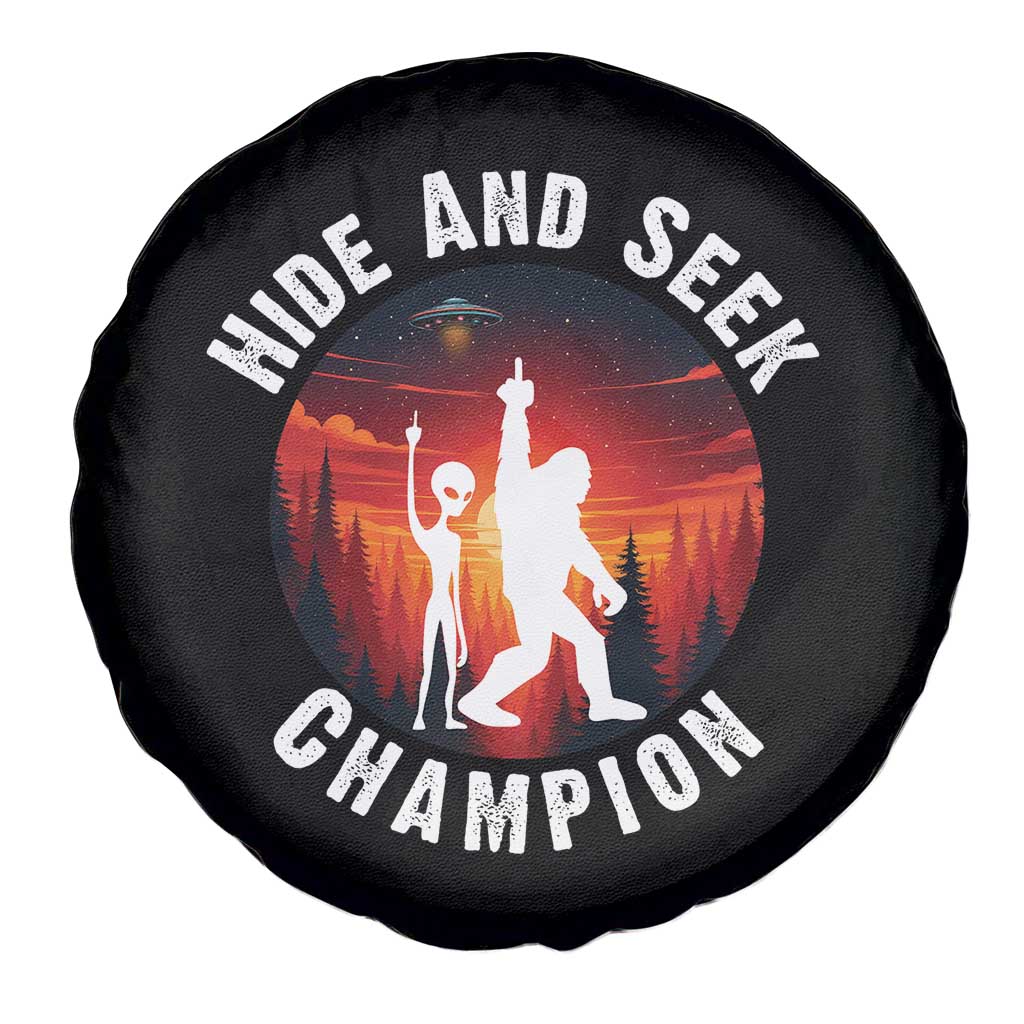 Hide And Seek Champion Spare Tire Cover Funny Bigfoot And Alien Lover Gift - Wonder Print Shop