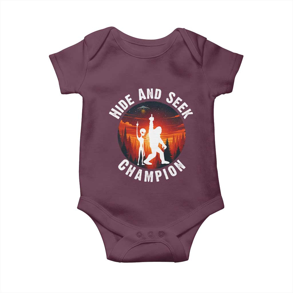 Hide And Seek Champion Baby Onesie Funny Bigfoot And Alien Lover Gift - Wonder Print Shop