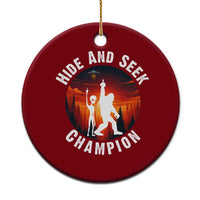Hide And Seek Champion Ceramic Ornament Funny Bigfoot And Alien Lover Gift - Wonder Print Shop