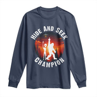 Hide And Seek Champion Long Sleeve Shirt Funny Bigfoot And Alien Lover Gift - Wonder Print Shop
