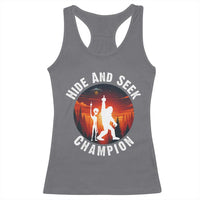 Hide And Seek Champion Racerback Tank Top Funny Bigfoot And Alien Lover Gift - Wonder Print Shop