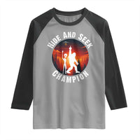 Hide And Seek Champion Raglan Shirt Funny Bigfoot And Alien Lover Gift - Wonder Print Shop