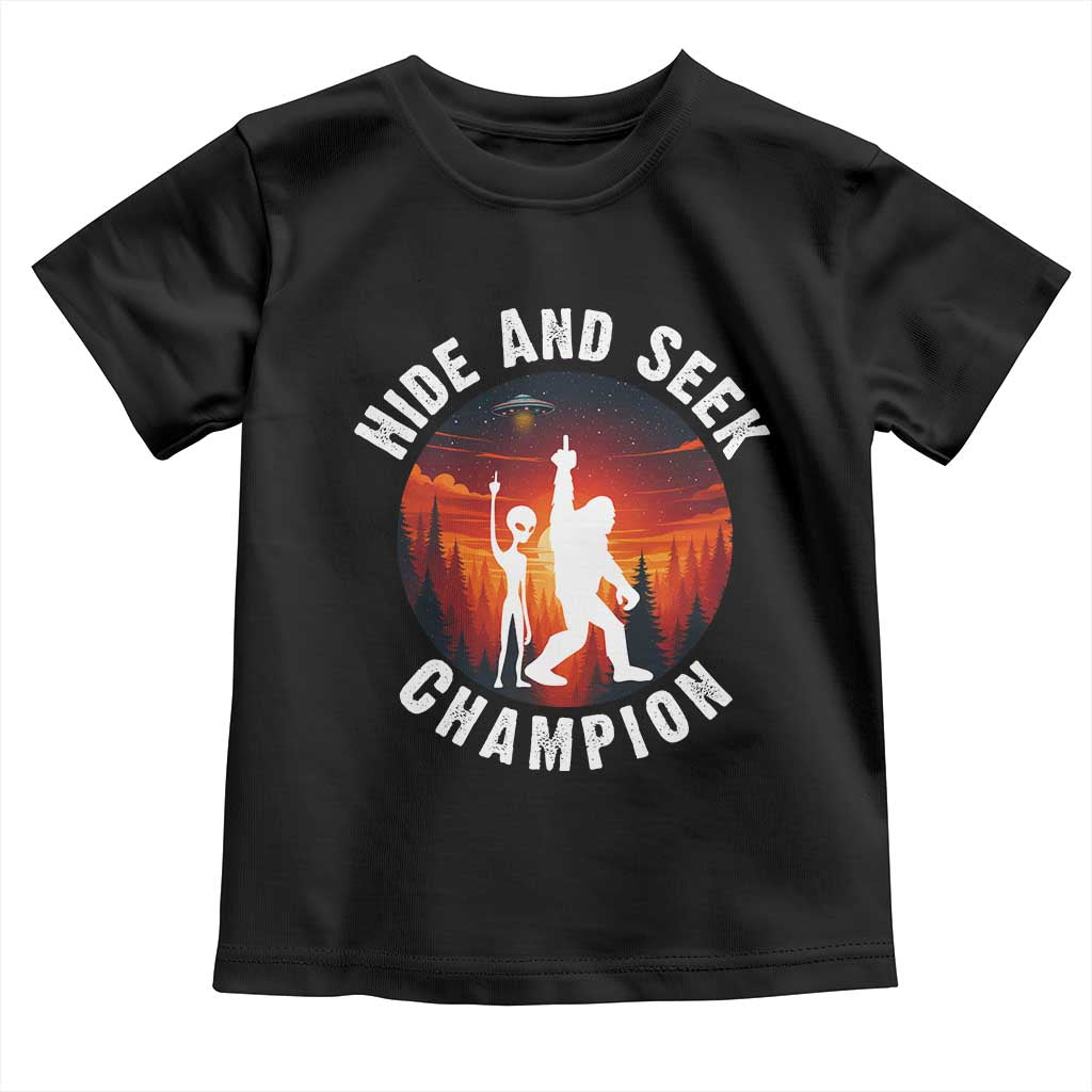 Hide And Seek Champion Toddler T Shirt Funny Bigfoot And Alien Lover Gift - Wonder Print Shop