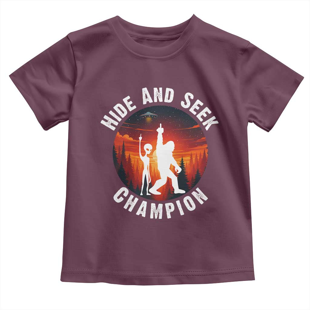 Hide And Seek Champion Toddler T Shirt Funny Bigfoot And Alien Lover Gift - Wonder Print Shop