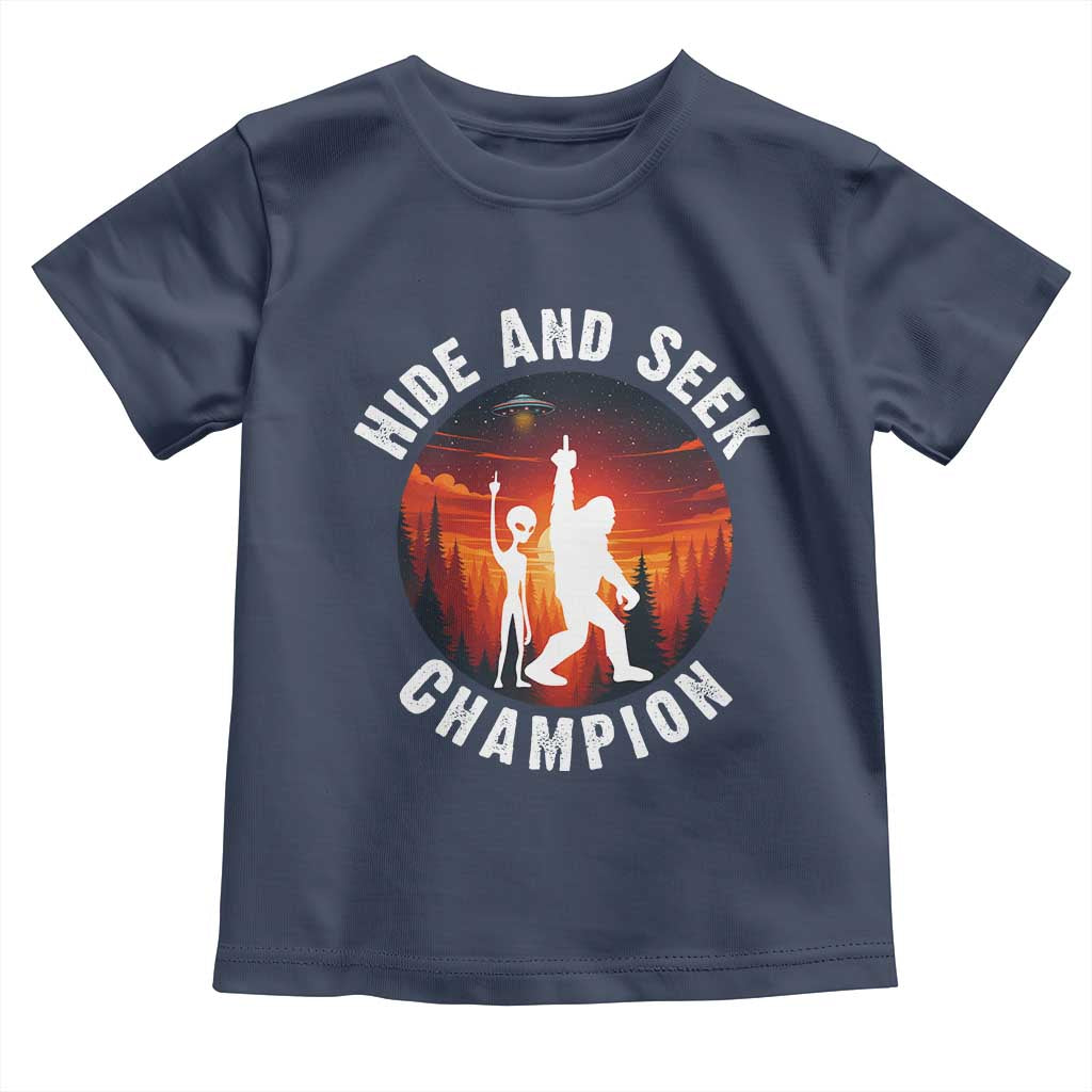 Hide And Seek Champion Toddler T Shirt Funny Bigfoot And Alien Lover Gift - Wonder Print Shop