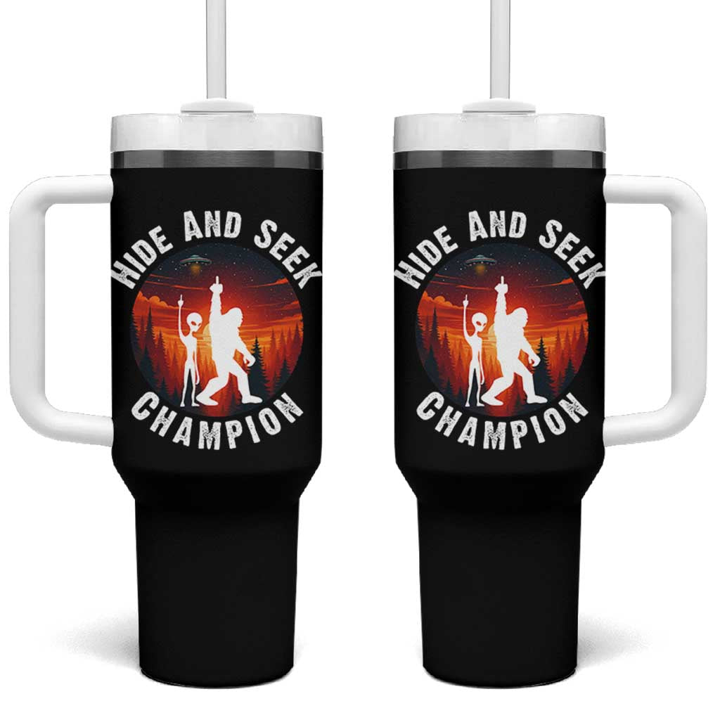 Hide And Seek Champion Tumbler With Handle Funny Bigfoot And Alien Lover Gift