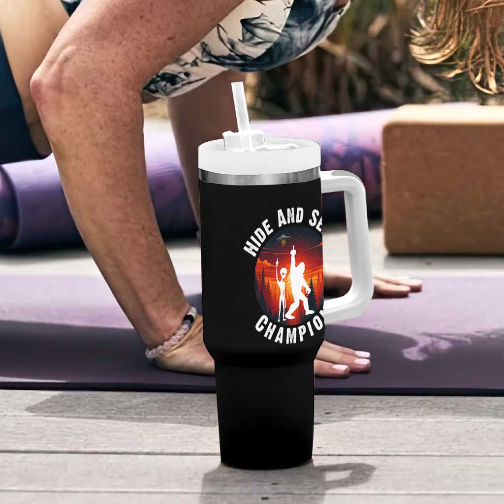 Hide And Seek Champion Tumbler With Handle Funny Bigfoot And Alien Lover Gift