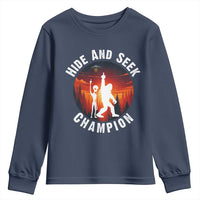 Hide And Seek Champion Youth Sweatshirt Funny Bigfoot And Alien Lover Gift - Wonder Print Shop