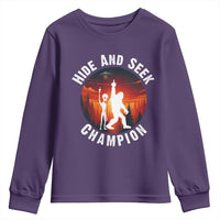Hide And Seek Champion Youth Sweatshirt Funny Bigfoot And Alien Lover Gift - Wonder Print Shop