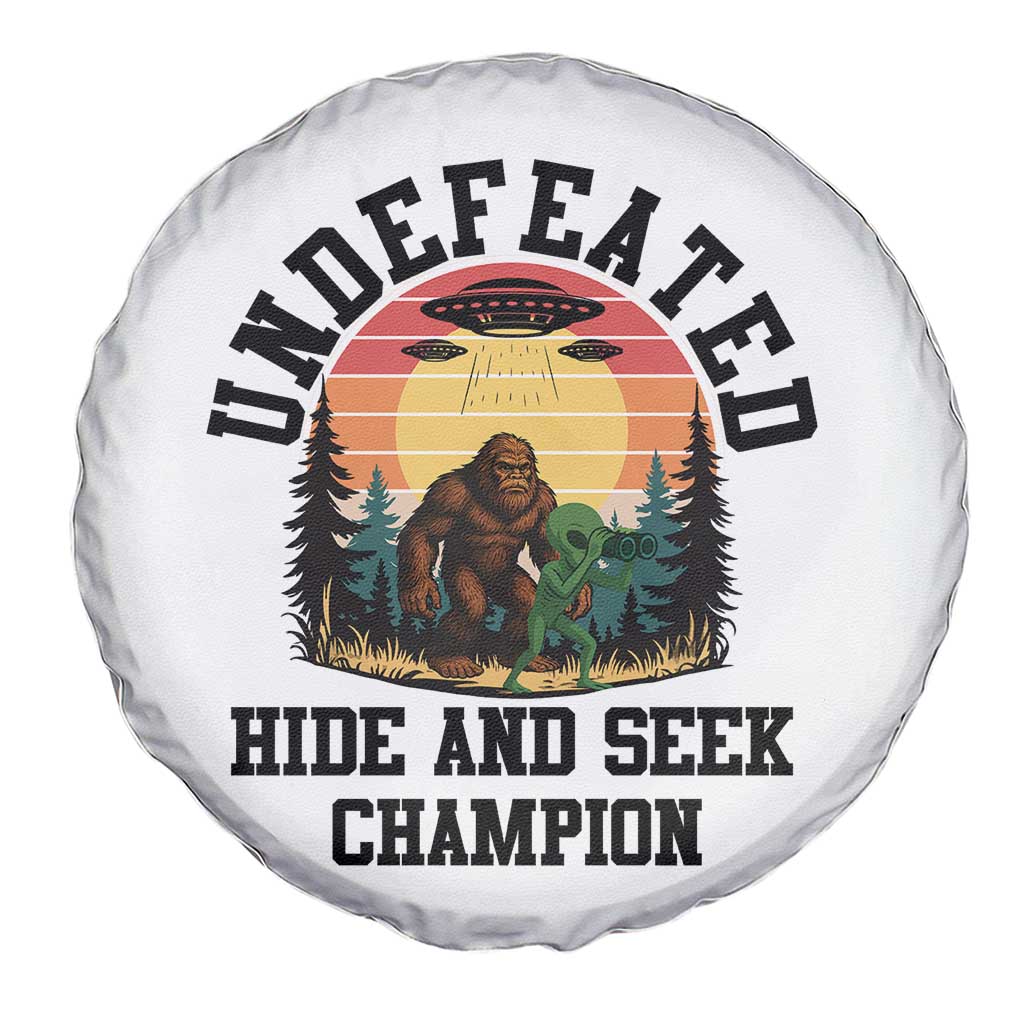Funny Bigfoot And Alien Gift Spare Tire Cover Undefeated Hide And Seek Champion - Wonder Print Shop
