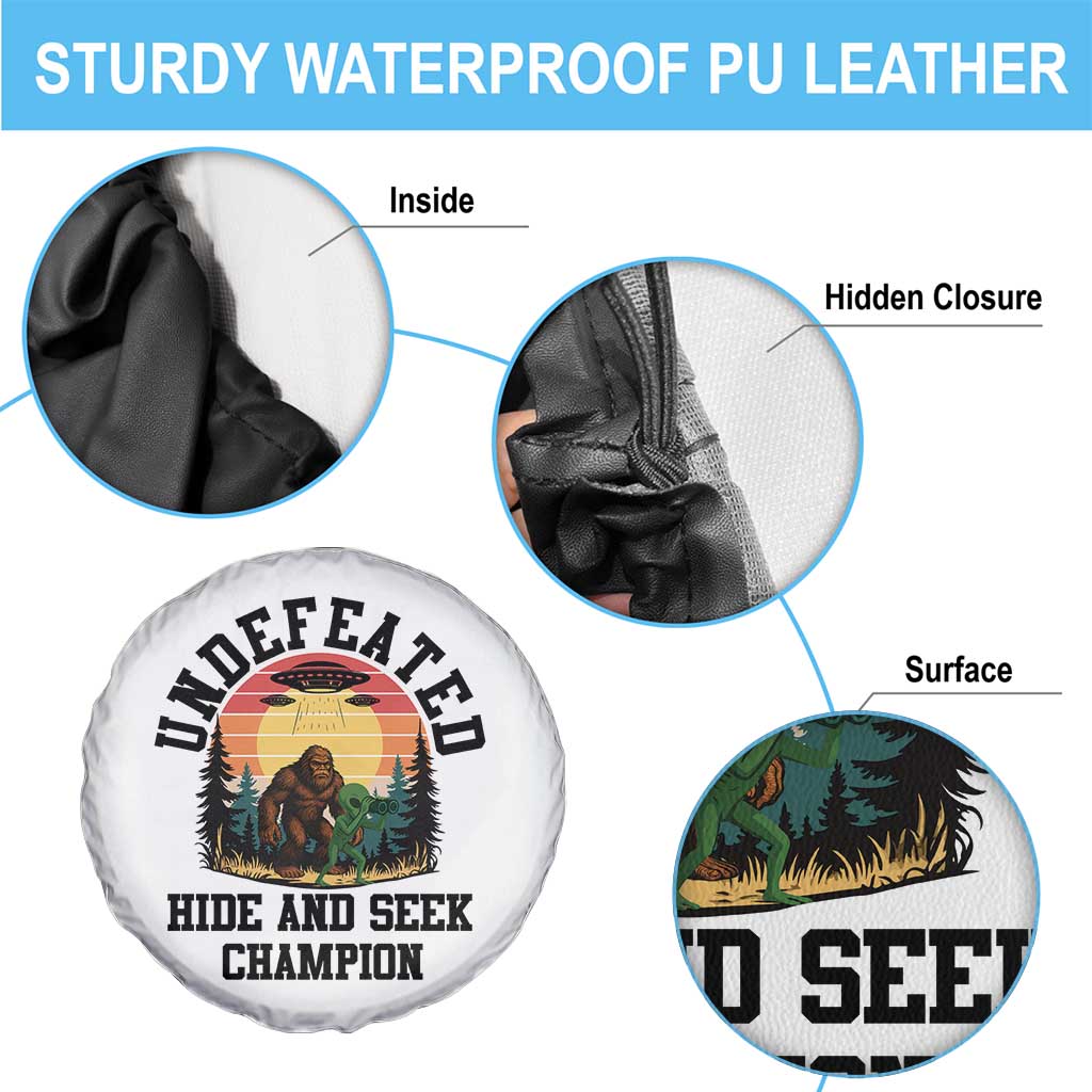 Funny Bigfoot And Alien Gift Spare Tire Cover Undefeated Hide And Seek Champion - Wonder Print Shop