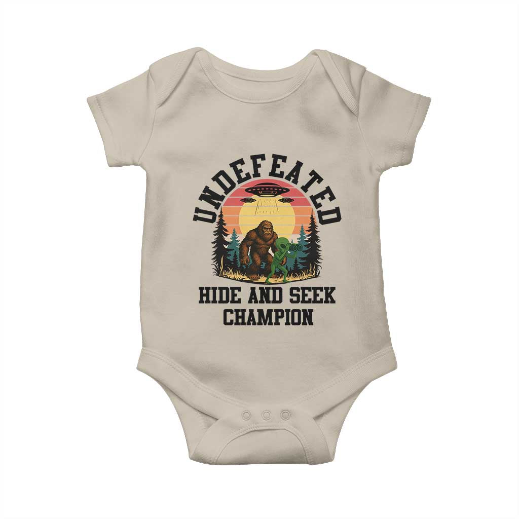 Funny Bigfoot And Alien Gift Baby Onesie Undefeated Hide And Seek Champion - Wonder Print Shop