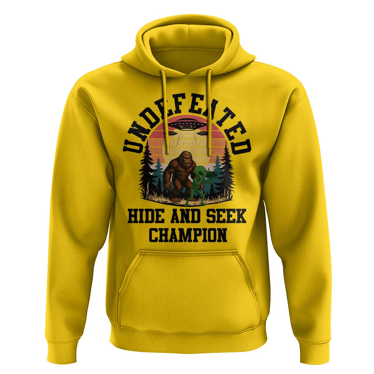 Funny Bigfoot And Alien Gift Hoodie Undefeated Hide And Seek Champion - Wonder Print Shop