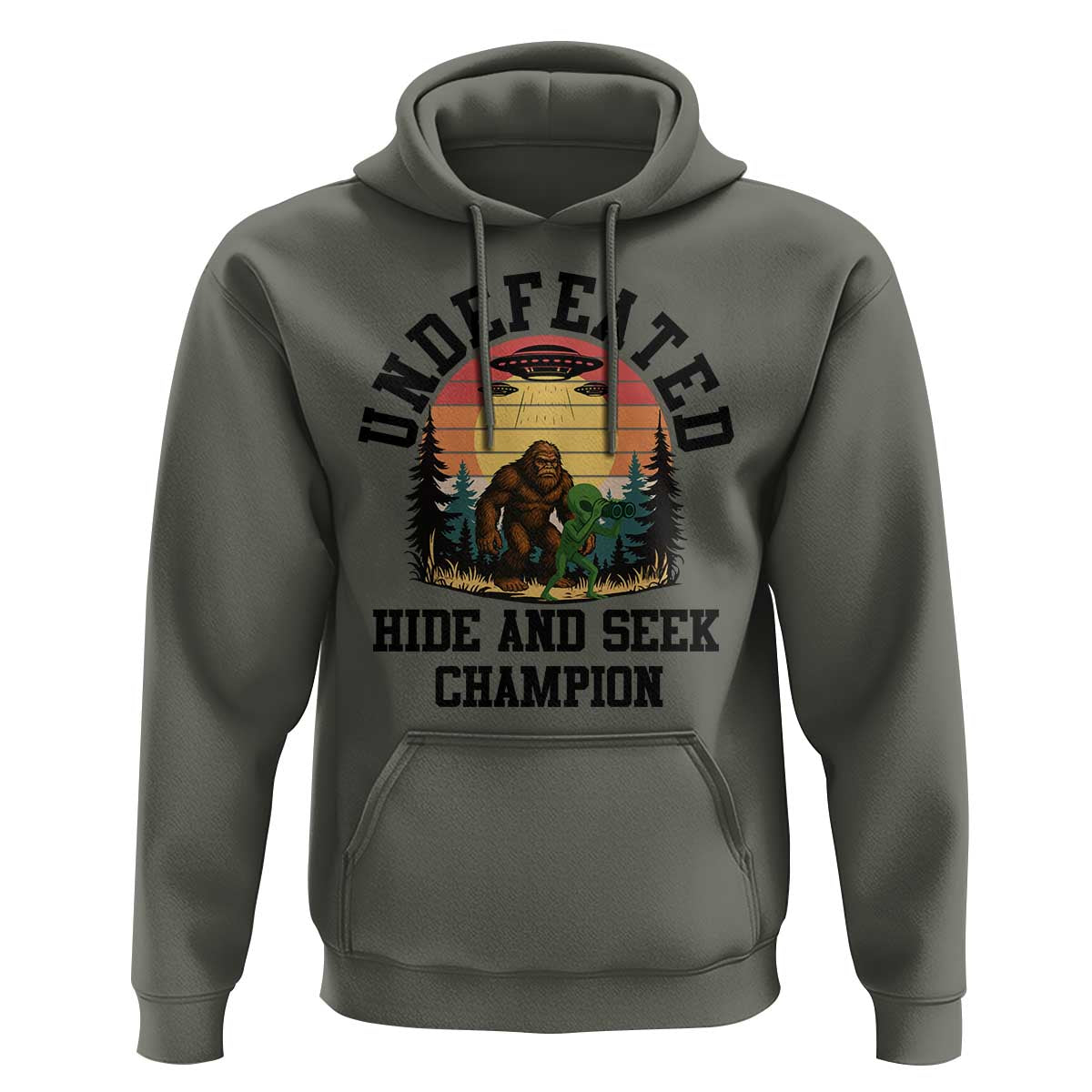 Funny Bigfoot And Alien Gift Hoodie Undefeated Hide And Seek Champion - Wonder Print Shop