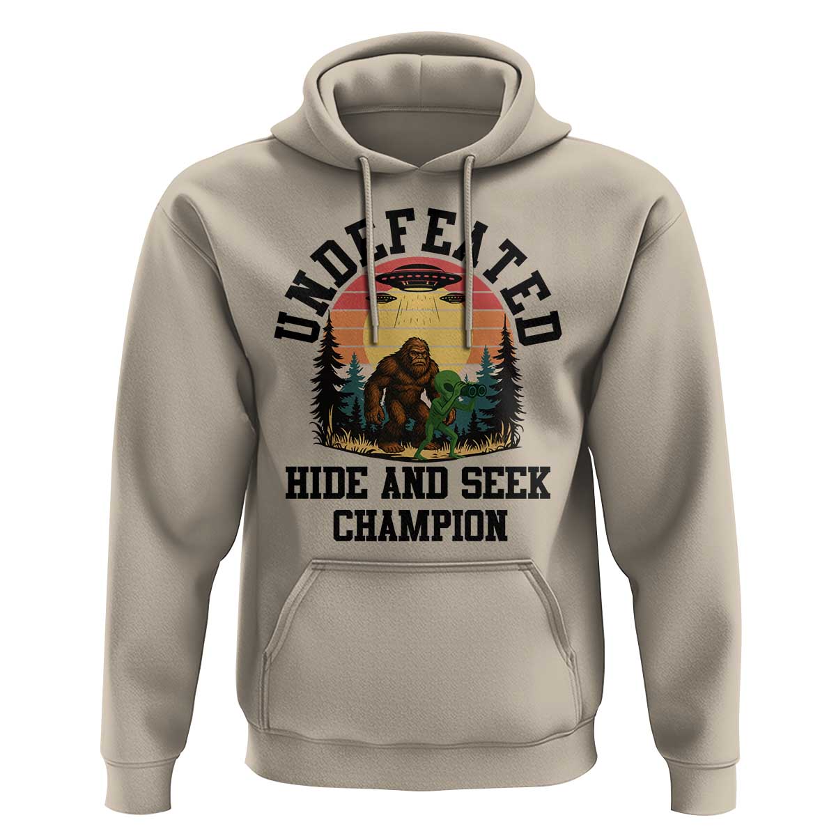 Funny Bigfoot And Alien Gift Hoodie Undefeated Hide And Seek Champion - Wonder Print Shop