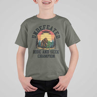 Funny Bigfoot And Alien Gift T Shirt For Kid Undefeated Hide And Seek Champion - Wonder Print Shop