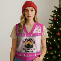 Funny Bigfoot And Alien Gift V-Neck Knit Sweater Vest Undefeated Hide And Seek Champion - Wonder Print Shop