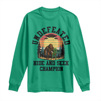 Funny Bigfoot And Alien Gift Long Sleeve Shirt Undefeated Hide And Seek Champion - Wonder Print Shop