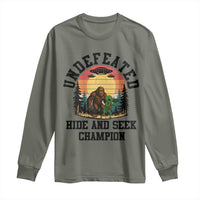Funny Bigfoot And Alien Gift Long Sleeve Shirt Undefeated Hide And Seek Champion - Wonder Print Shop