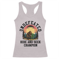 Funny Bigfoot And Alien Gift Racerback Tank Top Undefeated Hide And Seek Champion - Wonder Print Shop
