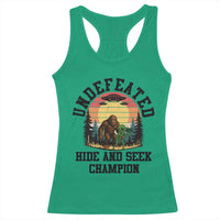 Funny Bigfoot And Alien Gift Racerback Tank Top Undefeated Hide And Seek Champion - Wonder Print Shop