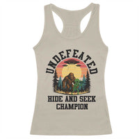 Funny Bigfoot And Alien Gift Racerback Tank Top Undefeated Hide And Seek Champion - Wonder Print Shop