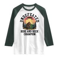 Funny Bigfoot And Alien Gift Raglan Shirt Undefeated Hide And Seek Champion - Wonder Print Shop