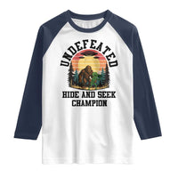 Funny Bigfoot And Alien Gift Raglan Shirt Undefeated Hide And Seek Champion - Wonder Print Shop