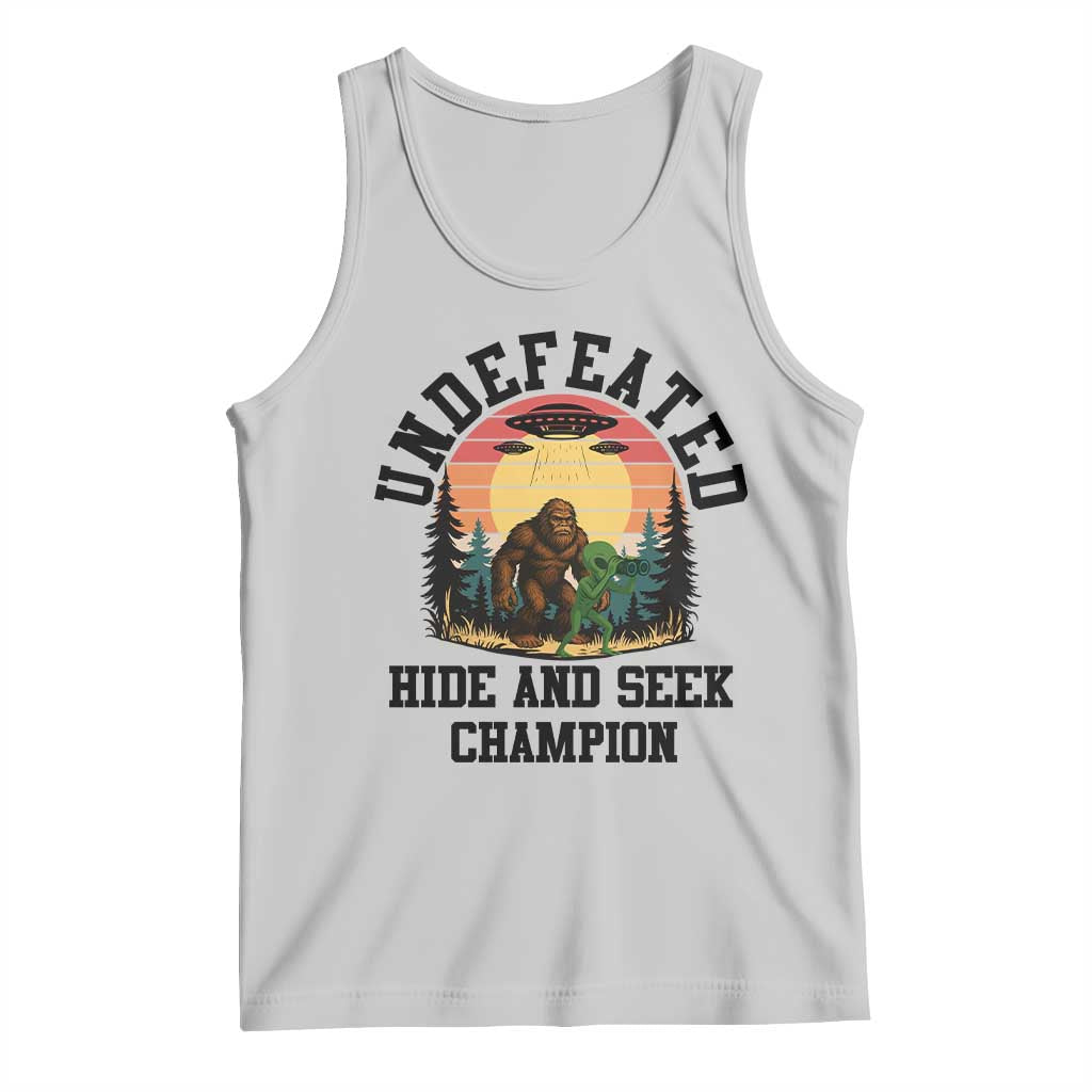 Funny Bigfoot And Alien Gift Tank Top Undefeated Hide And Seek Champion - Wonder Print Shop