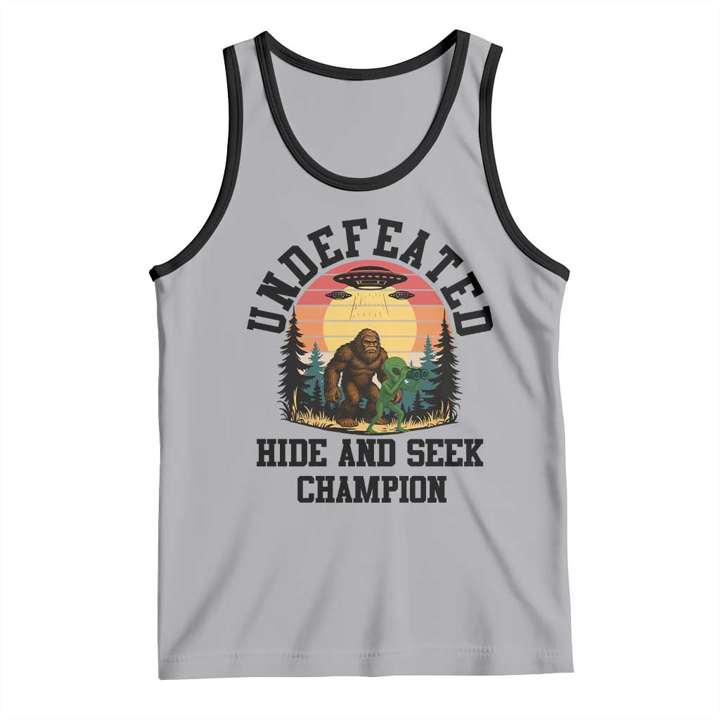 Funny Bigfoot And Alien Gift Tank Top Undefeated Hide And Seek Champion - Wonder Print Shop