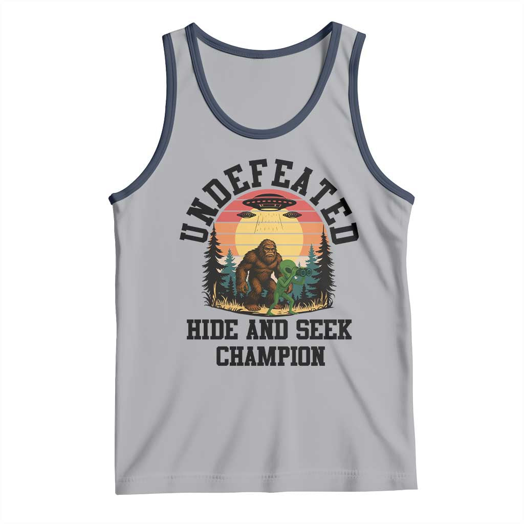 Funny Bigfoot And Alien Gift Tank Top Undefeated Hide And Seek Champion - Wonder Print Shop