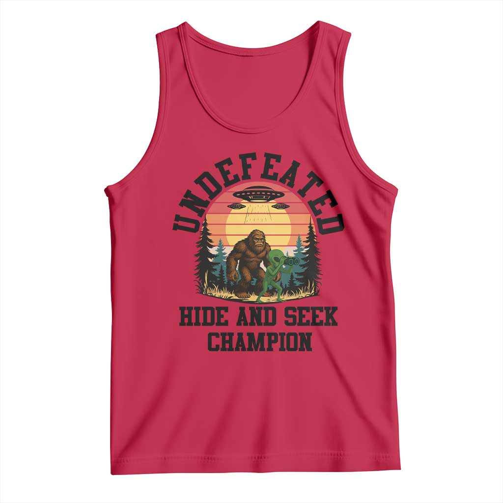 Funny Bigfoot And Alien Gift Tank Top Undefeated Hide And Seek Champion - Wonder Print Shop