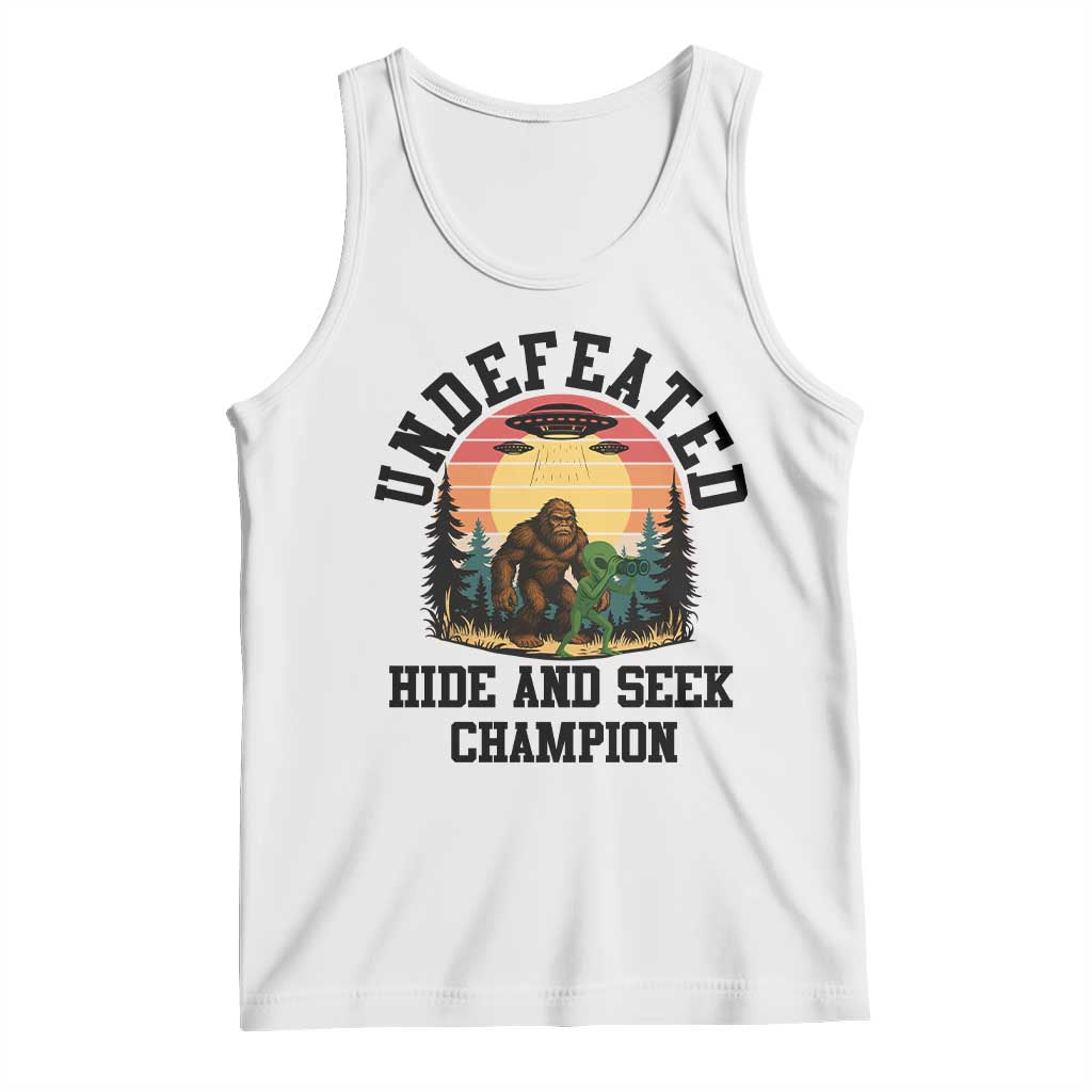Funny Bigfoot And Alien Gift Tank Top Undefeated Hide And Seek Champion - Wonder Print Shop