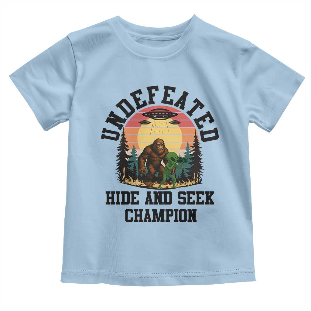 Funny Bigfoot And Alien Gift Toddler T Shirt Undefeated Hide And Seek Champion - Wonder Print Shop
