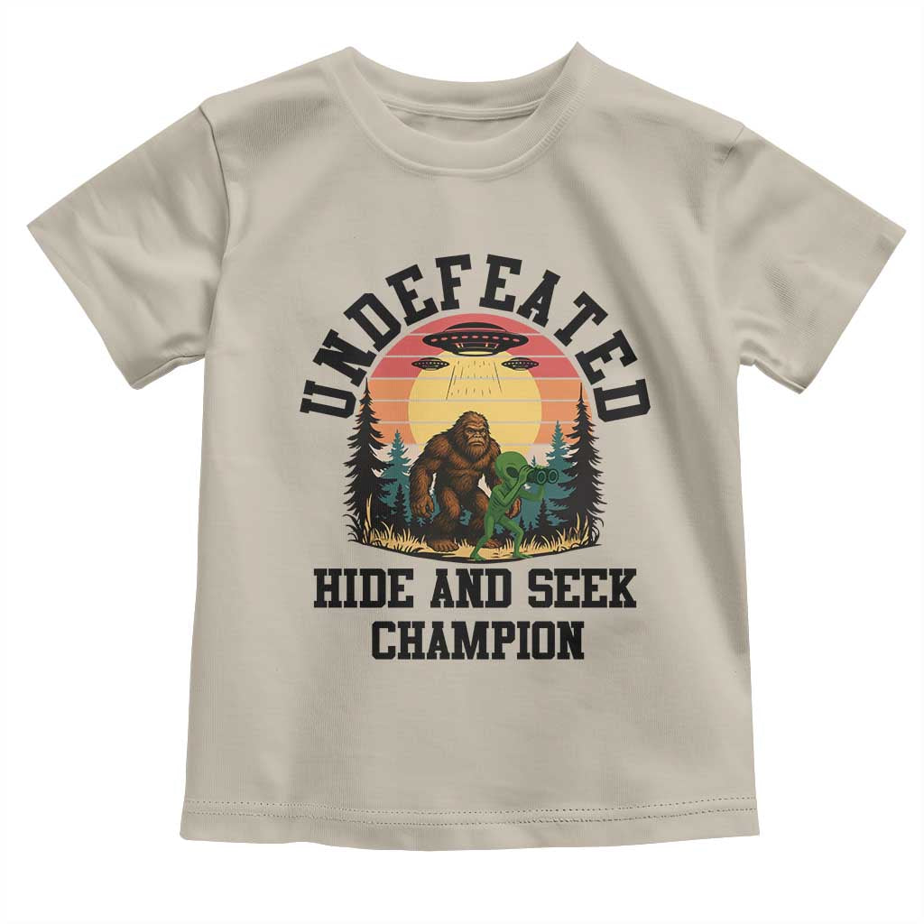 Funny Bigfoot And Alien Gift Toddler T Shirt Undefeated Hide And Seek Champion - Wonder Print Shop