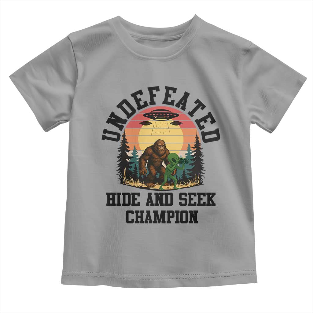 Funny Bigfoot And Alien Gift Toddler T Shirt Undefeated Hide And Seek Champion - Wonder Print Shop
