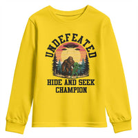 Funny Bigfoot And Alien Gift Youth Sweatshirt Undefeated Hide And Seek Champion - Wonder Print Shop