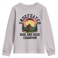 Funny Bigfoot And Alien Gift Youth Sweatshirt Undefeated Hide And Seek Champion - Wonder Print Shop