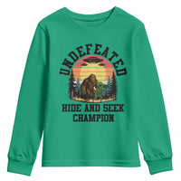 Funny Bigfoot And Alien Gift Youth Sweatshirt Undefeated Hide And Seek Champion - Wonder Print Shop